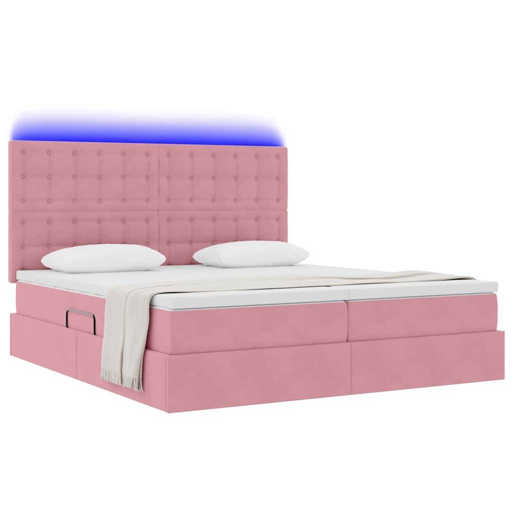 vidaXL LED-Speicherbett mit Matratze Rosa 180 x 200 cm Samt