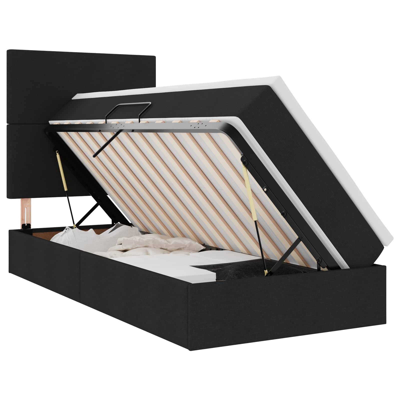 vidaXL Aufbewahrungsbett mit Matratze Schwarz 100 x 200 cm Stoff