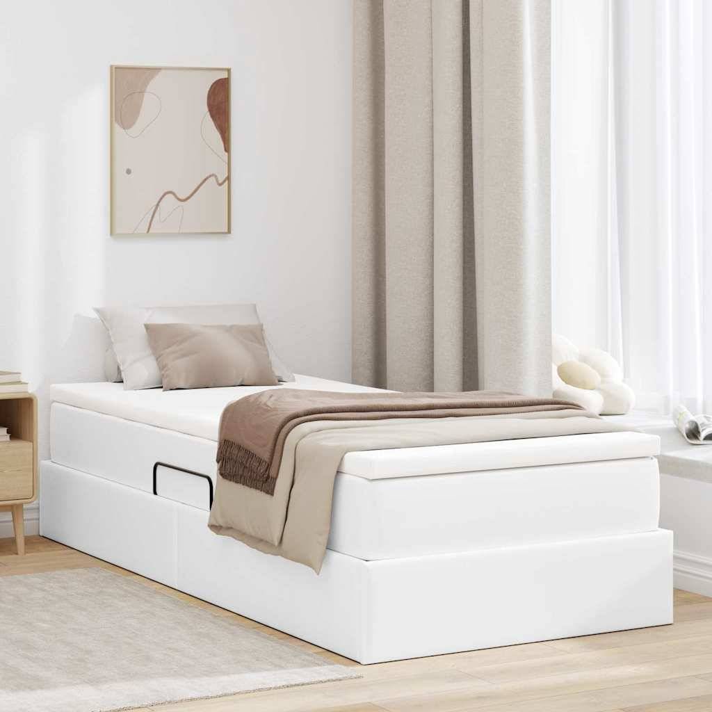vidaXL Aufbewahrungsbett mit Matratze Weiß 90 x 200 cm Kunstleder
