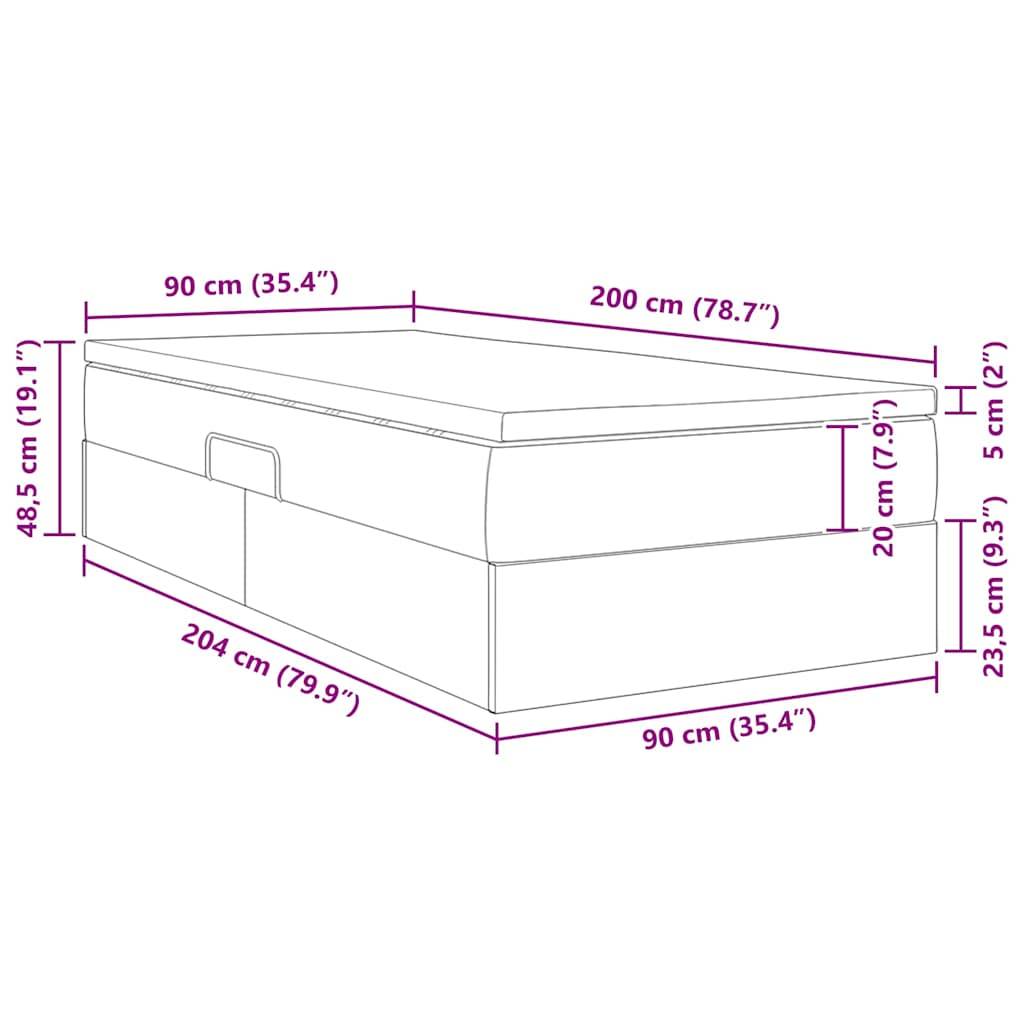 vidaXL Aufbewahrungsbett mit Matratze Blau 90 x 200 cm Polyester