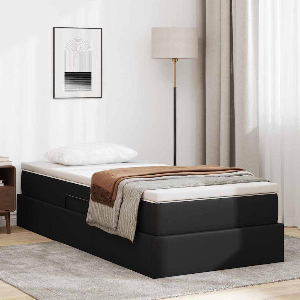 vidaXL Aufbewahrungsbett mit Matratze Schwarz 90 x 200 cm Kunstleder