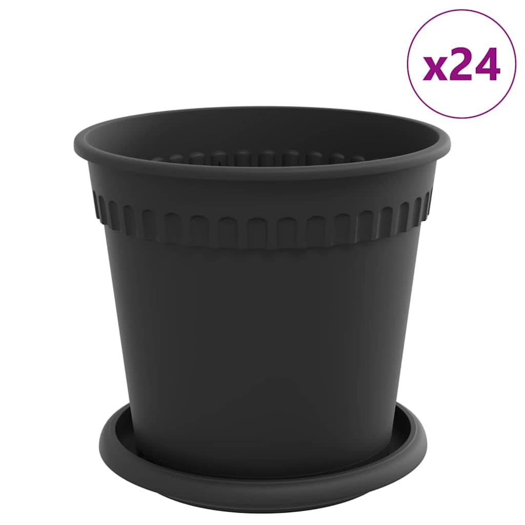 vidaXL Blumentöpfe 24 pcs Schwarz Ø 17 x 14 cm Kunststoff