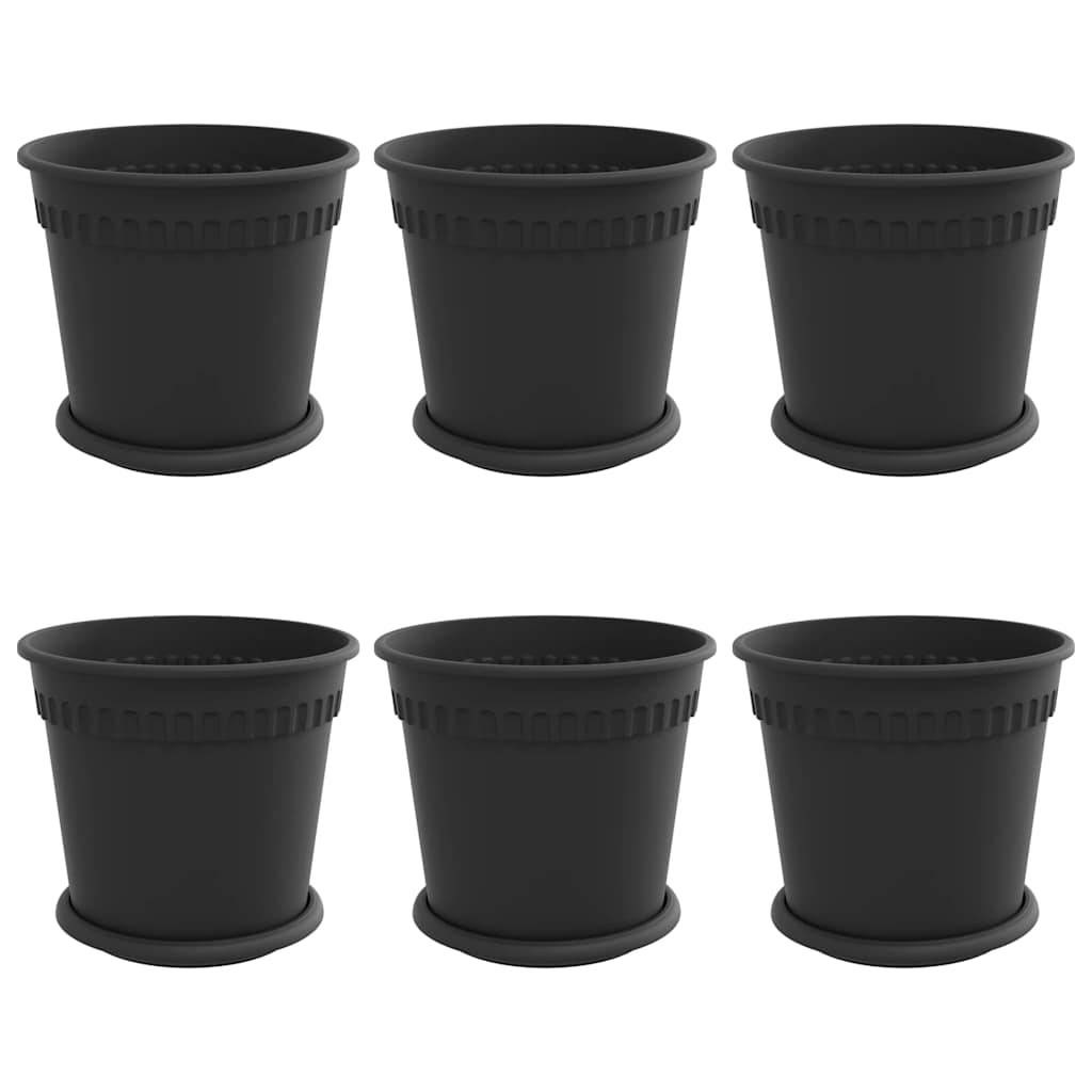 vidaXL Blumentöpfe 6 pcs Schwarz Ø 19 x 16 cm Kunststoff