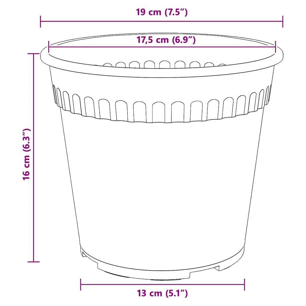 vidaXL Runder Blumentopf 6 pcs Ziegelrot Ø 19 x 16 cm Kunststoff