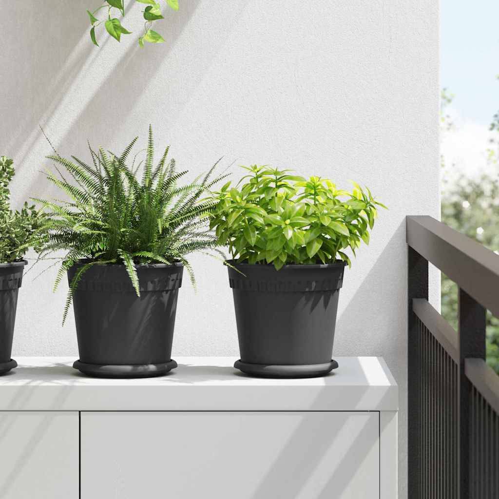 vidaXL Runder Blumentopf 6 pcs Schwarz Ø 19 x 16 cm Kunststoff