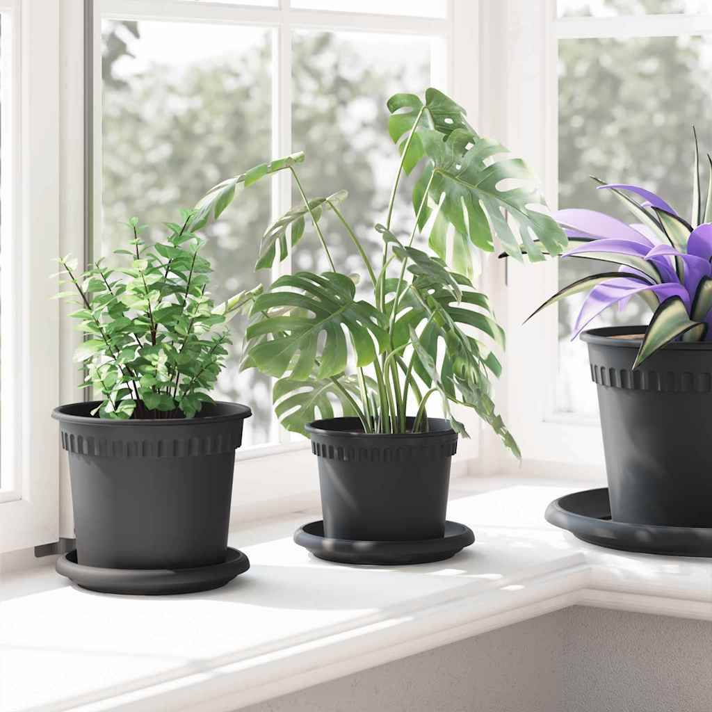 vidaXL Runder Blumentopf 24 pcs Schwarz Ø 12,5 x 10 cm Kunststoff
