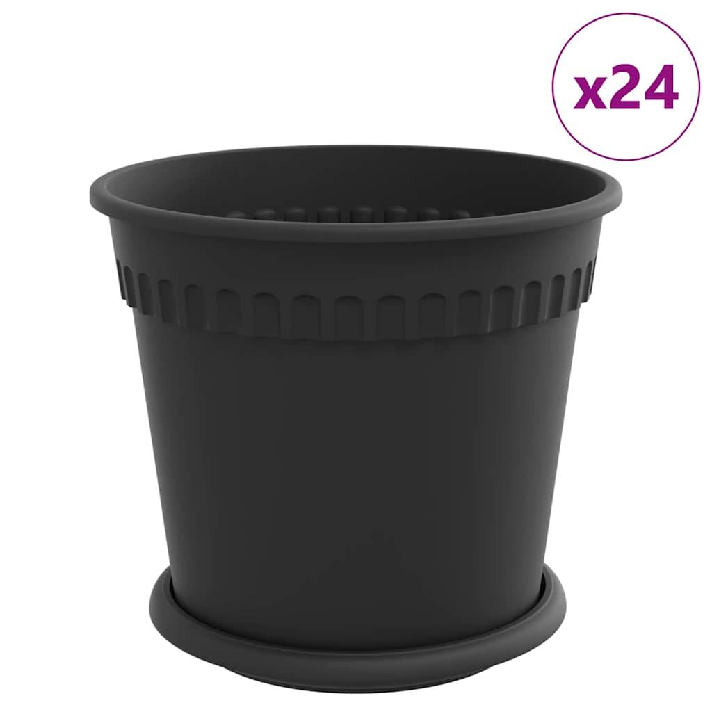 vidaXL Blumentöpfe 24 pcs Schwarz Ø 19 x 16 cm Kunststoff