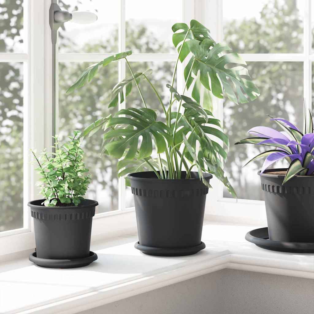 vidaXL Blumentöpfe 24 pcs Schwarz Ø 19 x 16 cm Kunststoff