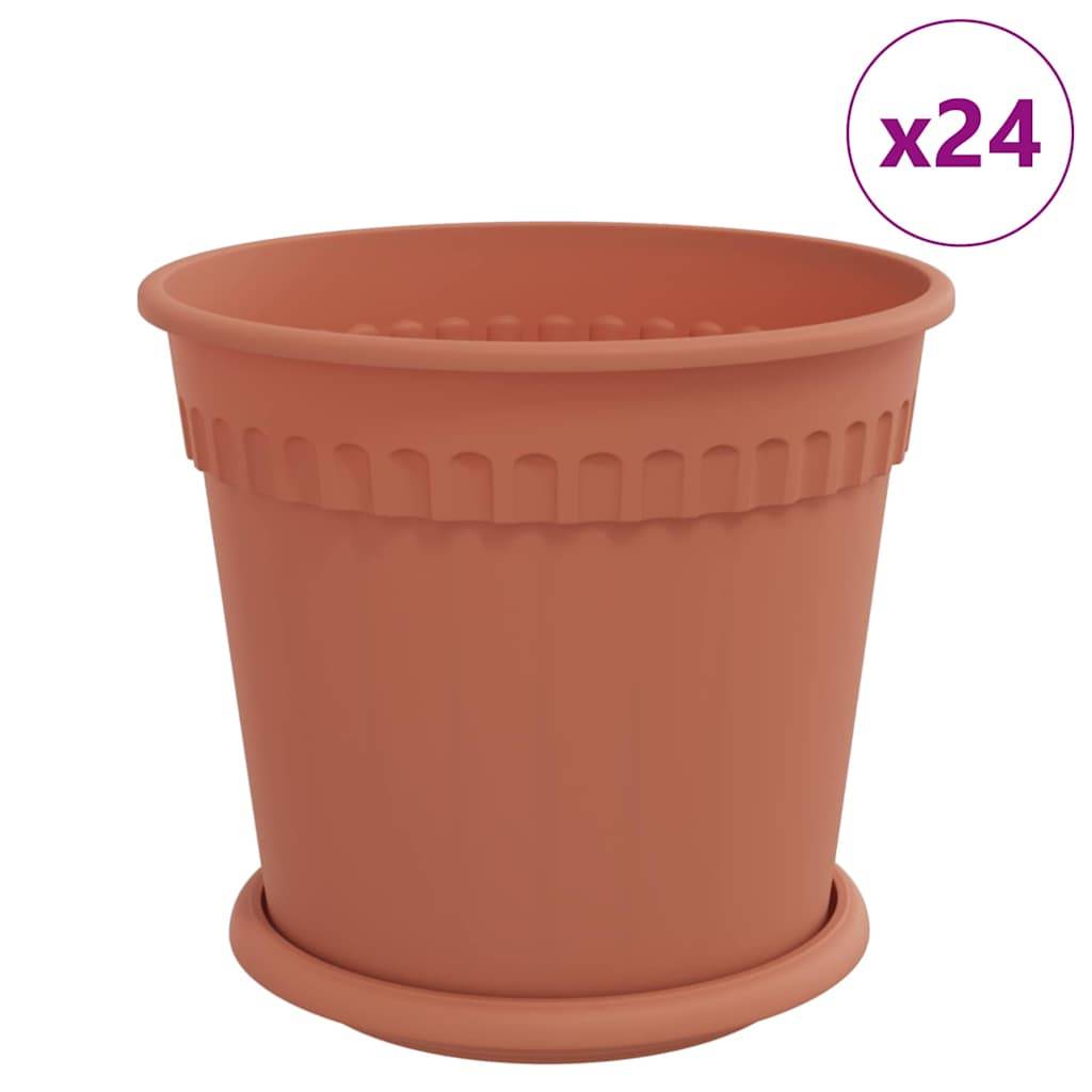 vidaXL Blumentöpfe 24 pcs Ziegelrot Ø 19 x 16 cm Kunststoff