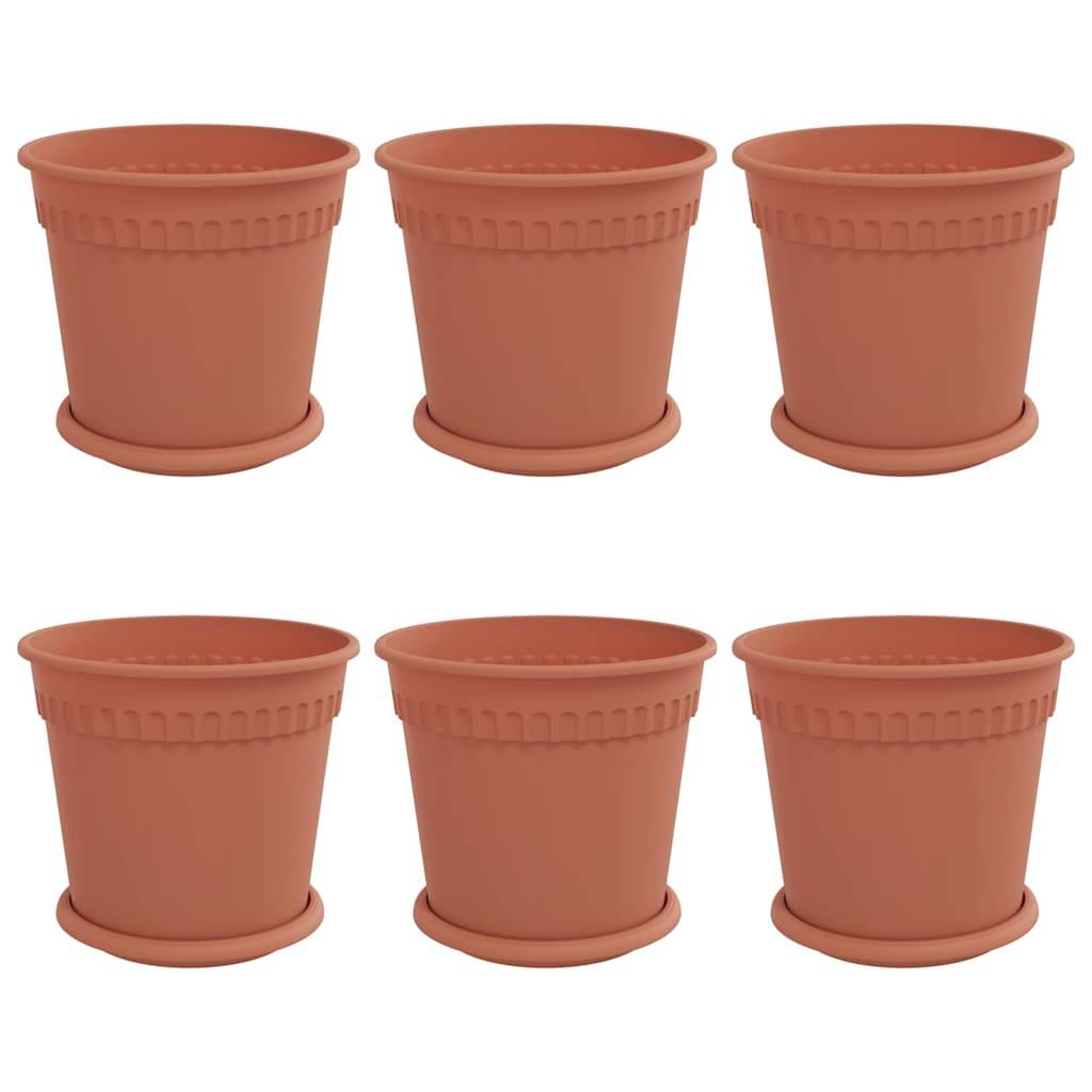 vidaXL Blumentöpfe 6 pcs Ziegelrot Ø 19 x 16 cm Kunststoff