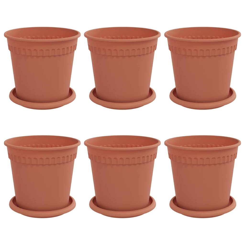 vidaXL Blumentöpfe 6 pcs Ziegelrot Ø 17 x 14 cm Kunststoff