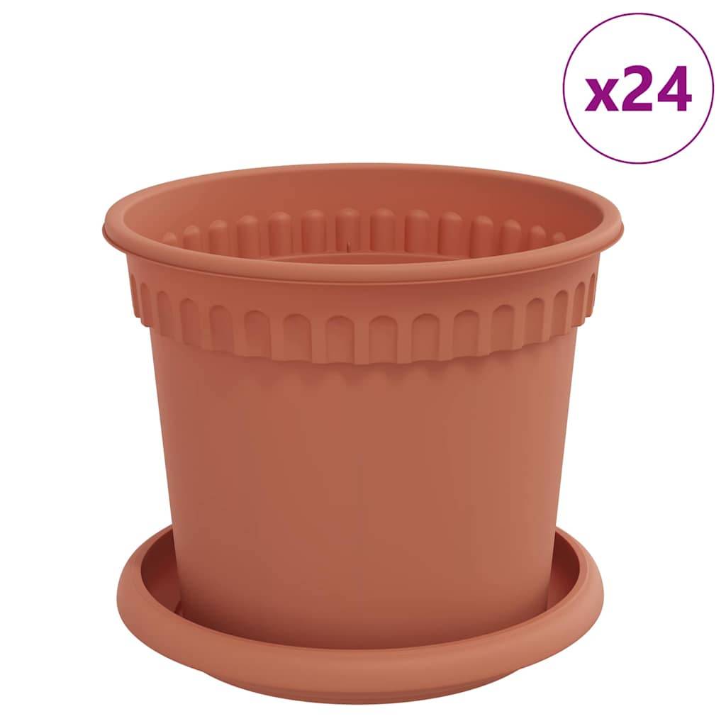 vidaXL Blumentöpfe 24 pcs Ziegelrot Ø 15 x 12 cm Kunststoff
