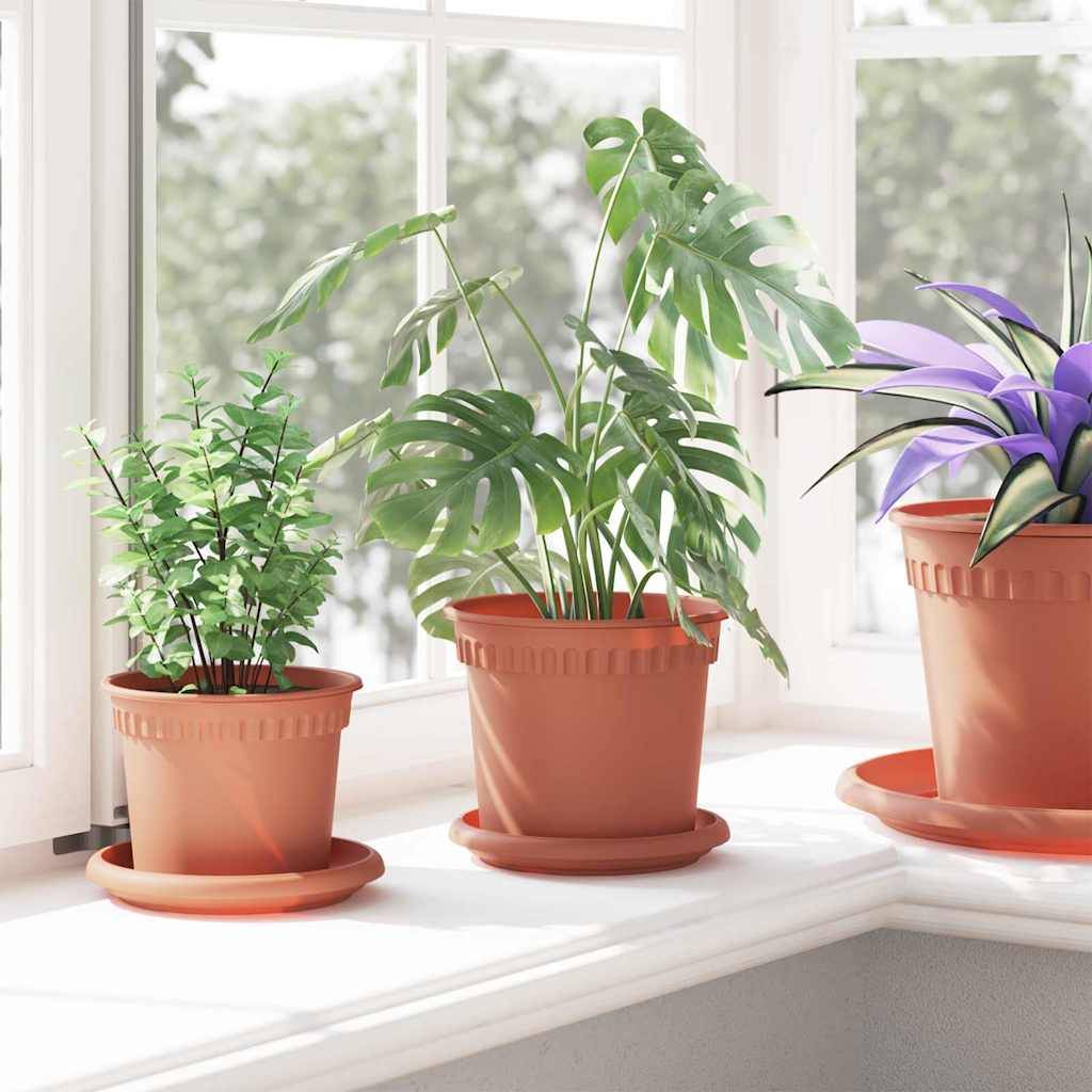 vidaXL Runder Blumentopf 6 pcs Ziegelrot Ø 15 x 12 cm Kunststoff