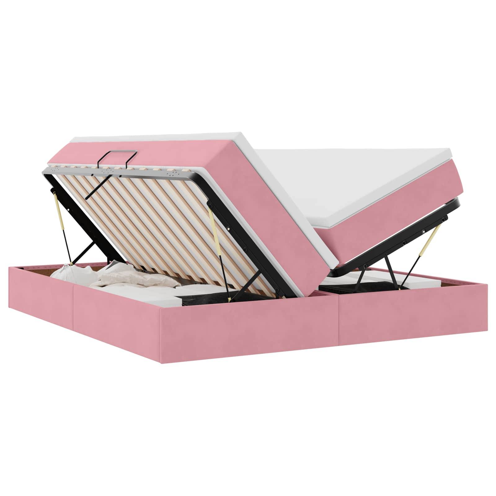 vidaXL Aufbewahrungsbett mit Matratze Rosa 200 x 200 cm Samt