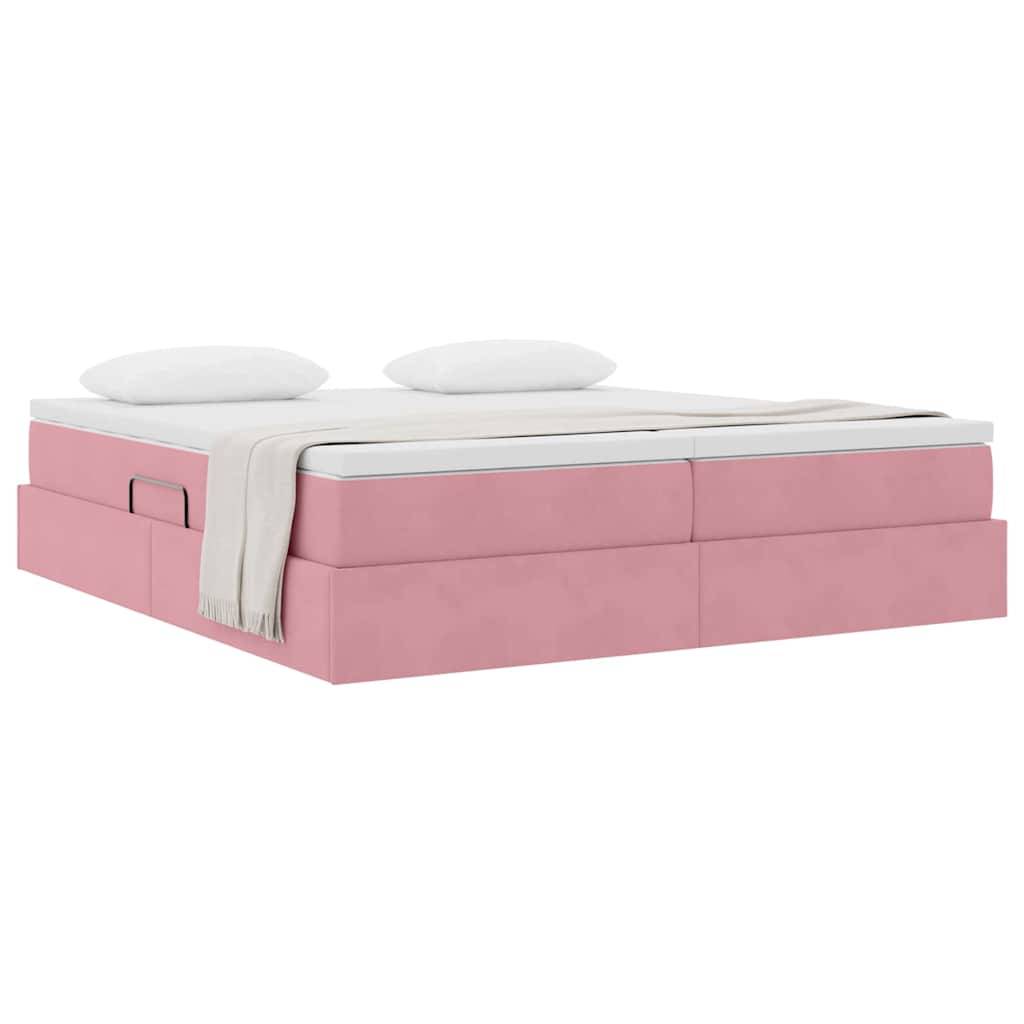 vidaXL Aufbewahrungsbett mit Matratze Rosa 200 x 200 cm Samt
