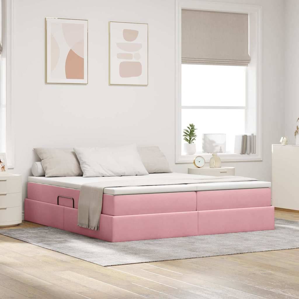 vidaXL Aufbewahrungsbett mit Matratze Rosa 200 x 200 cm Samt