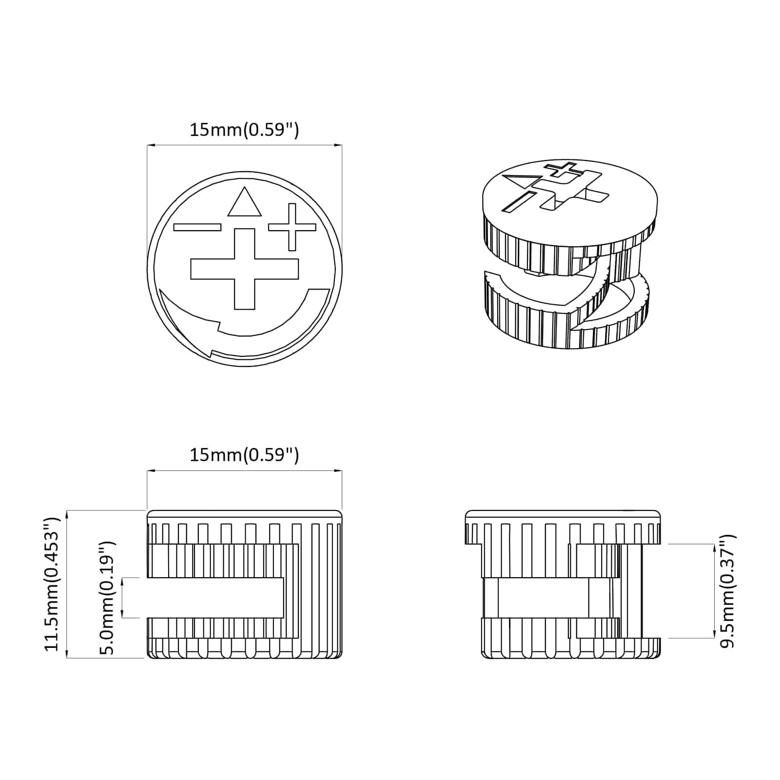vidaXL Zapfenschloss-Muttern 4000 pcs Silber Metall