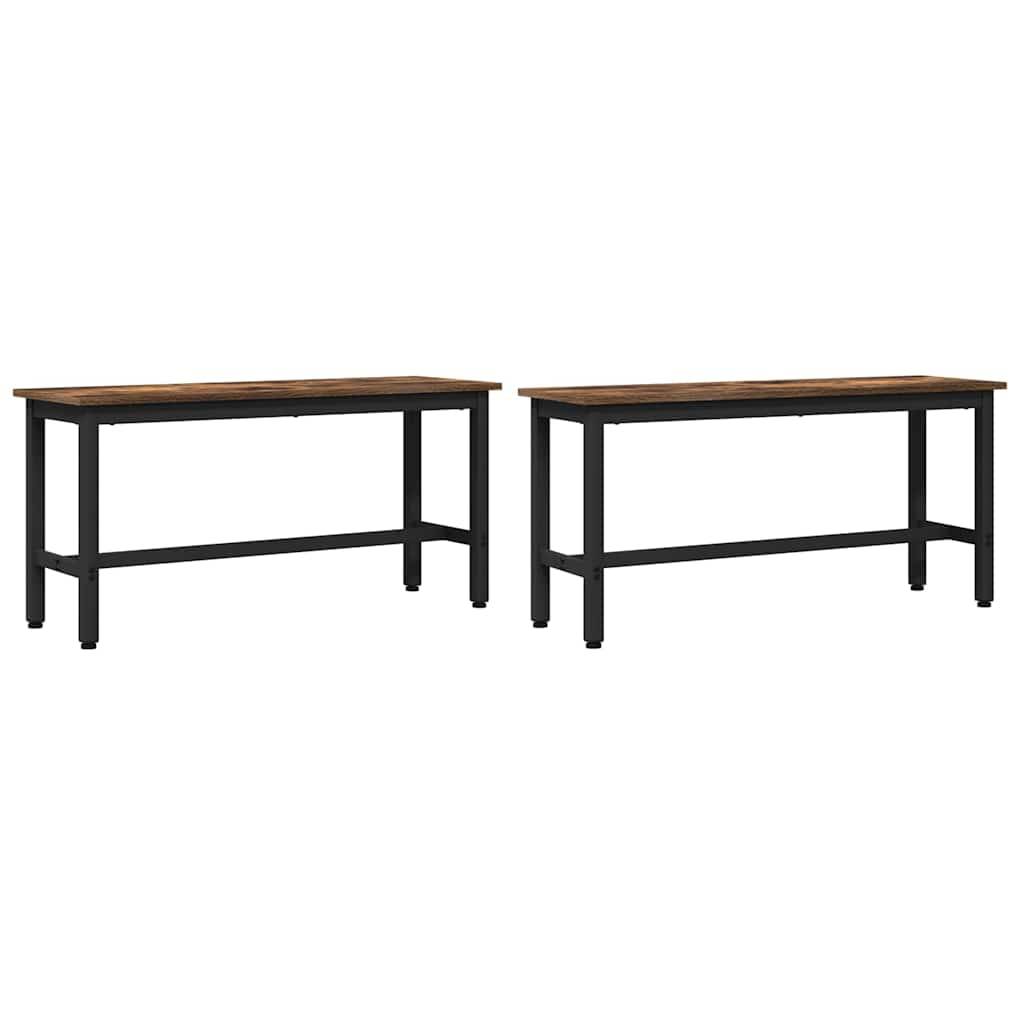 vidaXL Esstischbank 2 pcs Geräucherte Eiche 100 x 32,5 x 48,5 cm