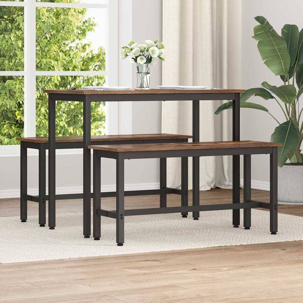 vidaXL Esstischbank 2 pcs Geräucherte Eiche 100 x 32,5 x 48,5 cm