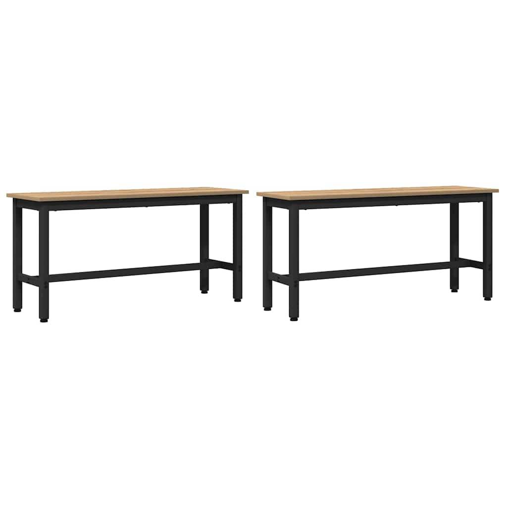 vidaXL Esstischbank 2 pcs Artisan-Eiche 100 x 32,5 x 48,5 cm
