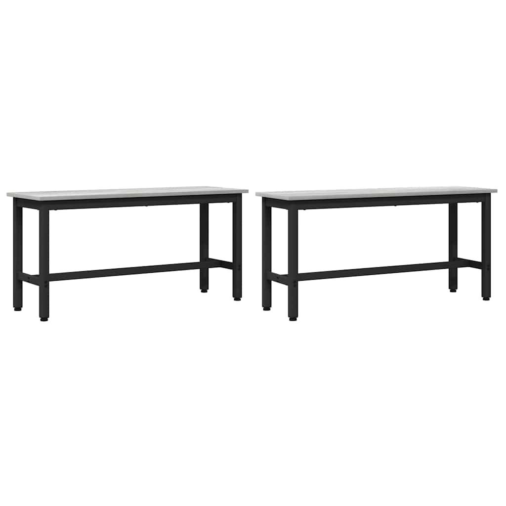 vidaXL Esstischbank 2 pcs Graues Sonoma 100 x 32,5 x 48,5 cm