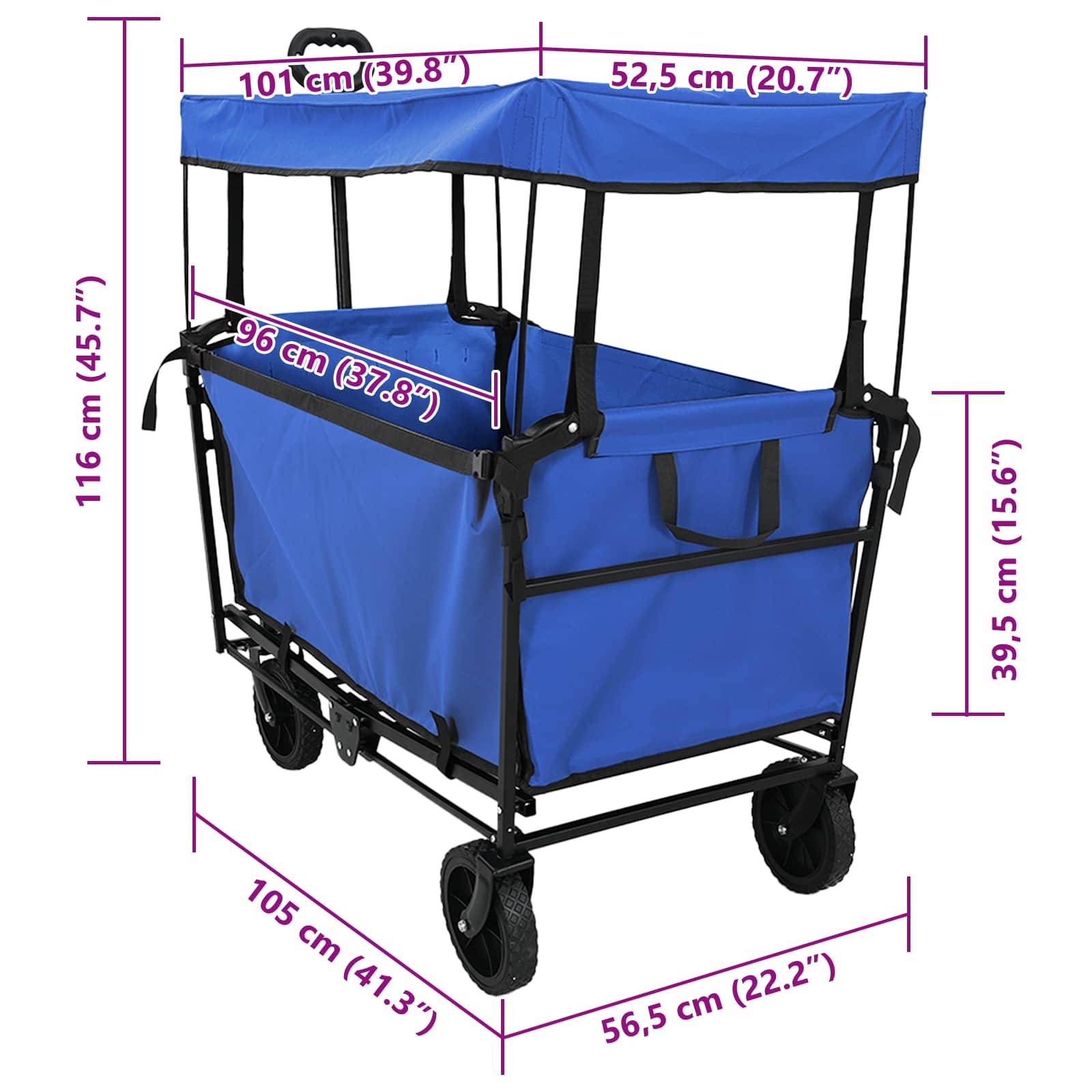 vidaXL Klapp-Handwagen Schwarz 105 x 56,5 x 116 cm Oxford-Stoff