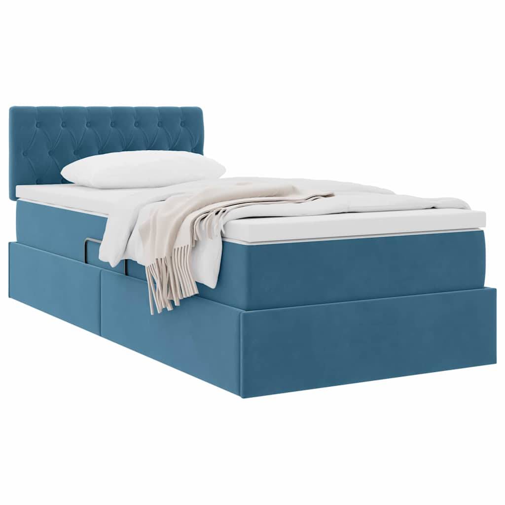 vidaXL Aufbewahrungsbett mit Matratze Dunkelblau 100 x 200 cm Samt