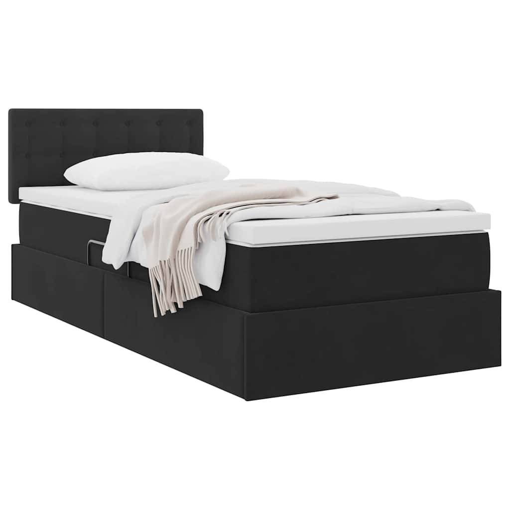 vidaXL Aufbewahrungsbett mit Matratze Schwarz 90 x 200 cm Samt