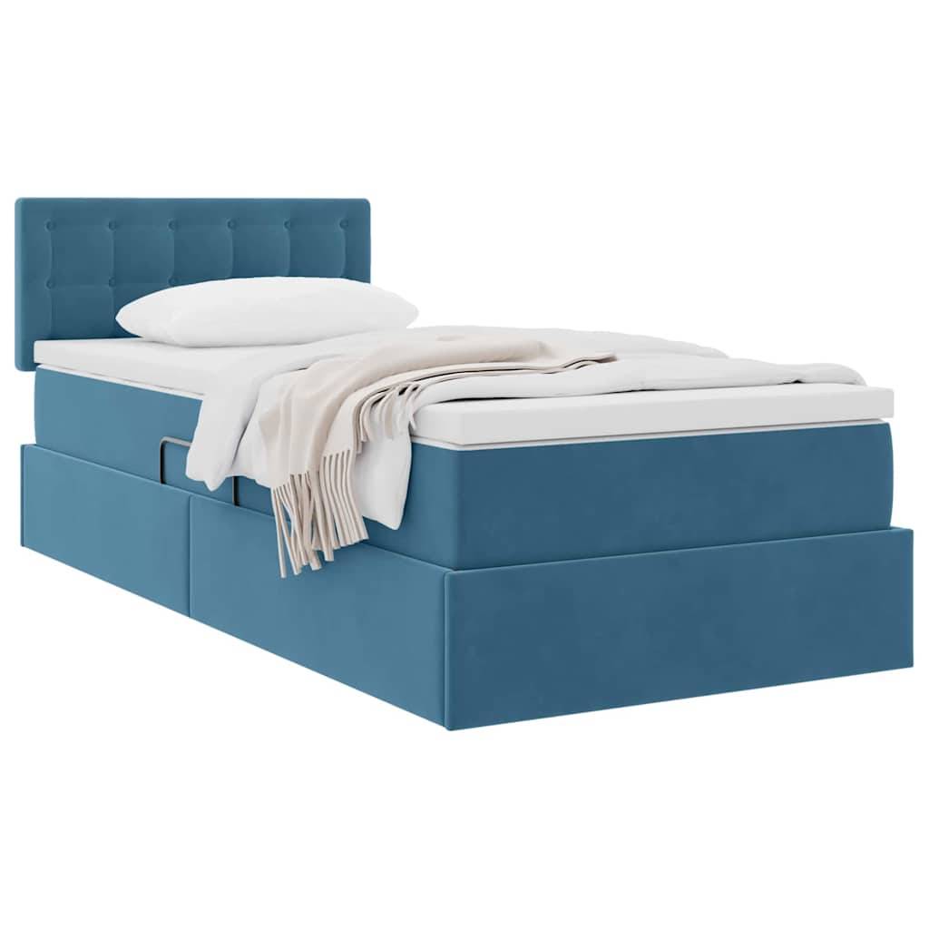 vidaXL Aufbewahrungsbett mit Matratze Dunkelblau 90 x 190 cm Samt