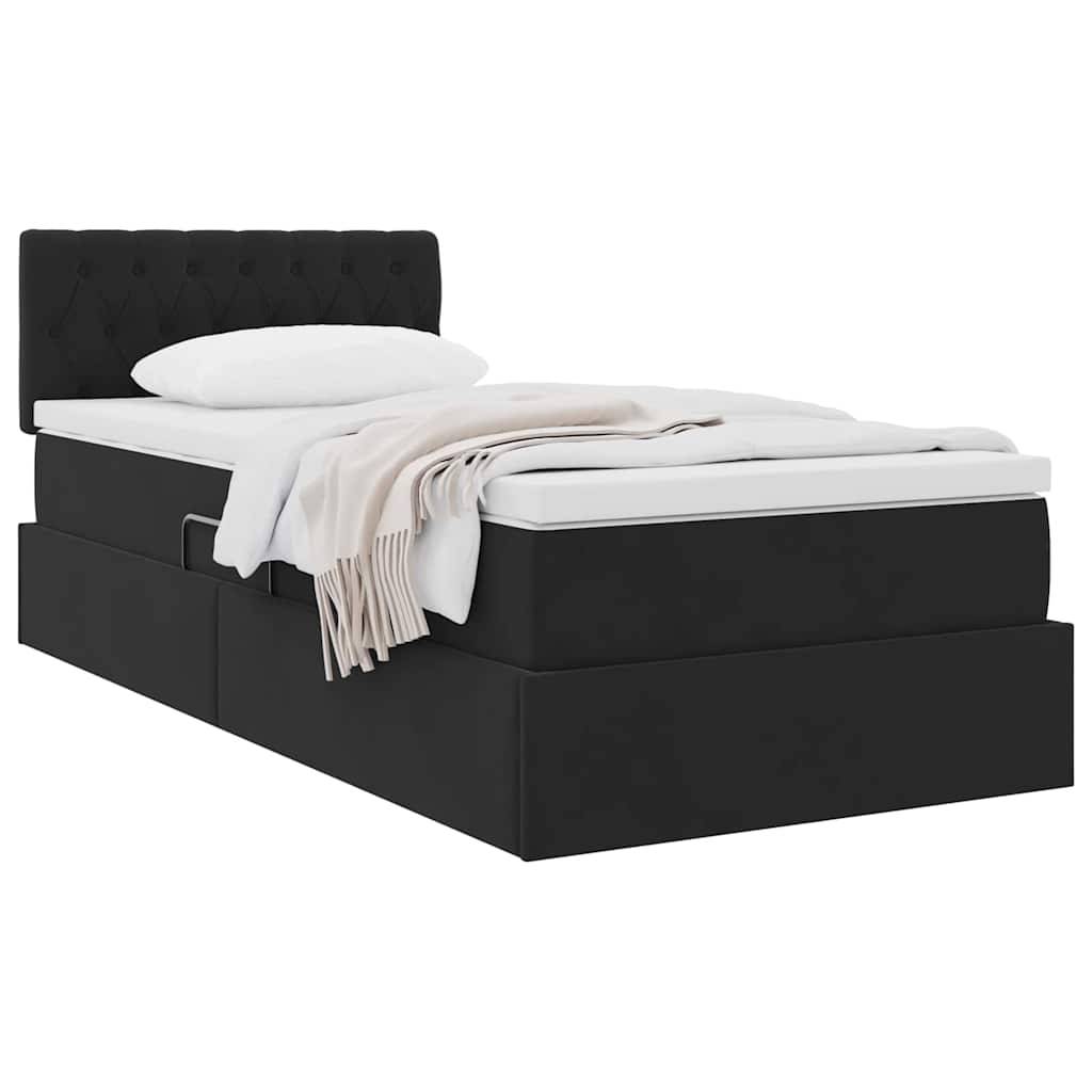 vidaXL Aufbewahrungsbett mit Matratze Schwarz 90 x 200 cm Samt