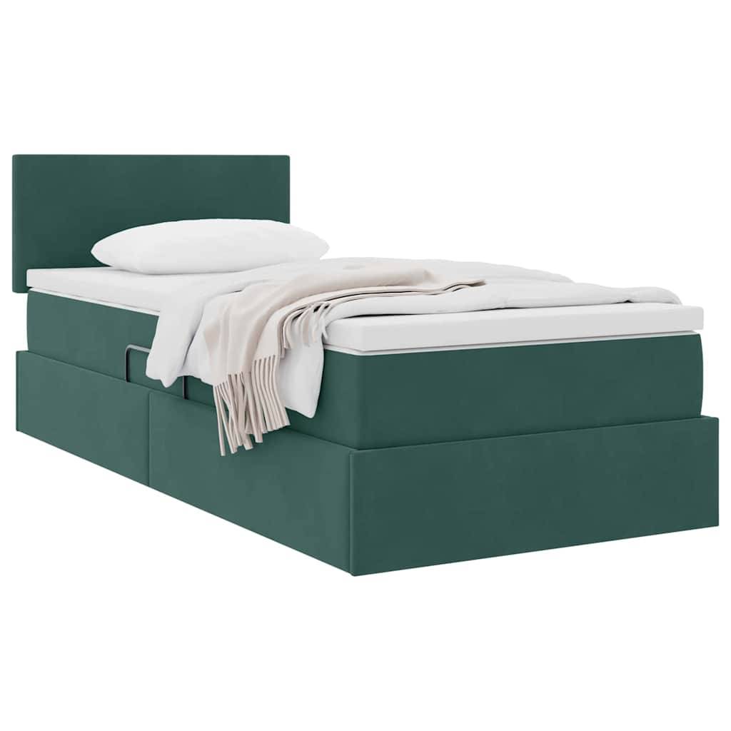 vidaXL Aufbewahrungsbett mit Matratze Dunkelgrün 90 x 190 cm Samt