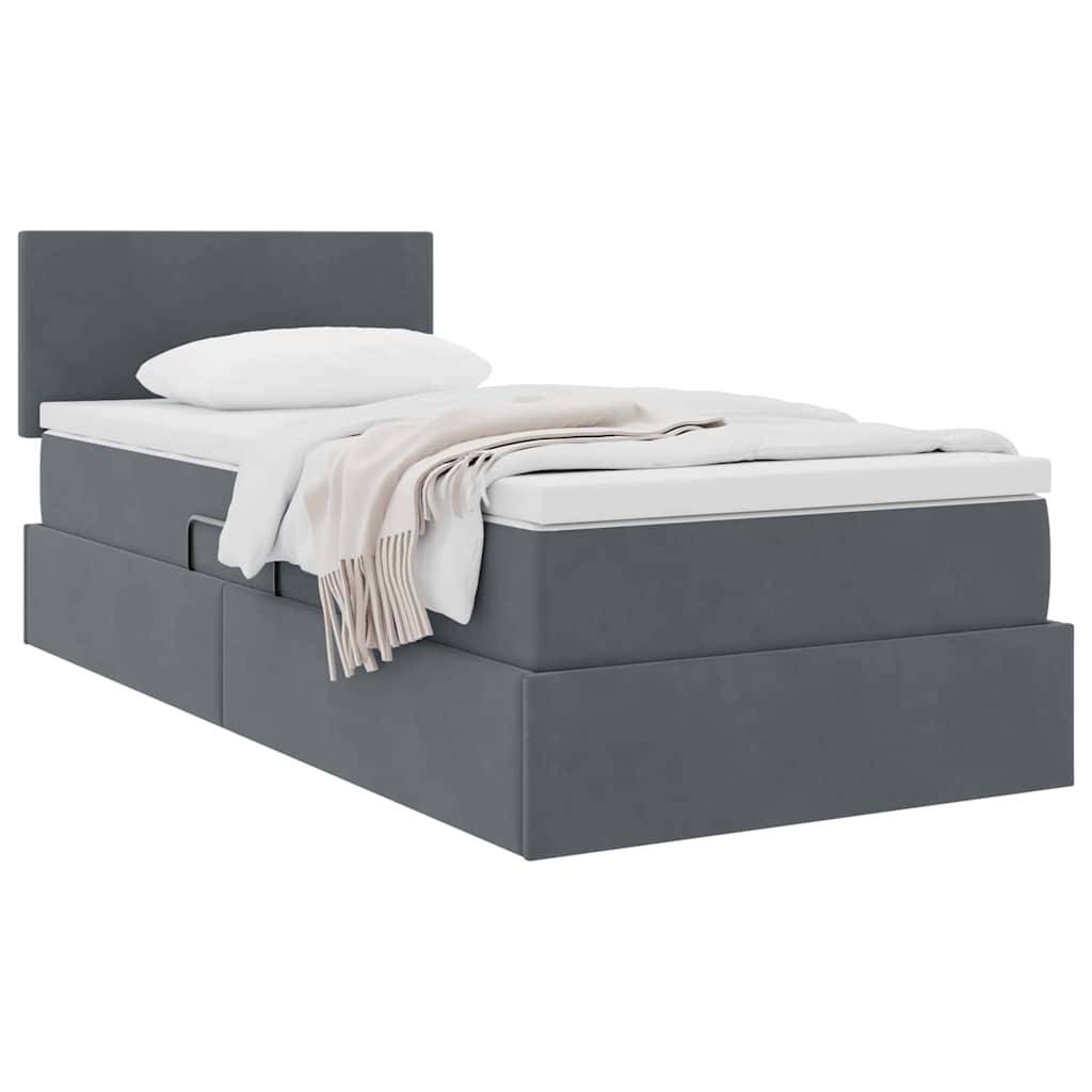 vidaXL Aufbewahrungsbett mit Matratze Dunkelgrau 90 x 200 cm Samt