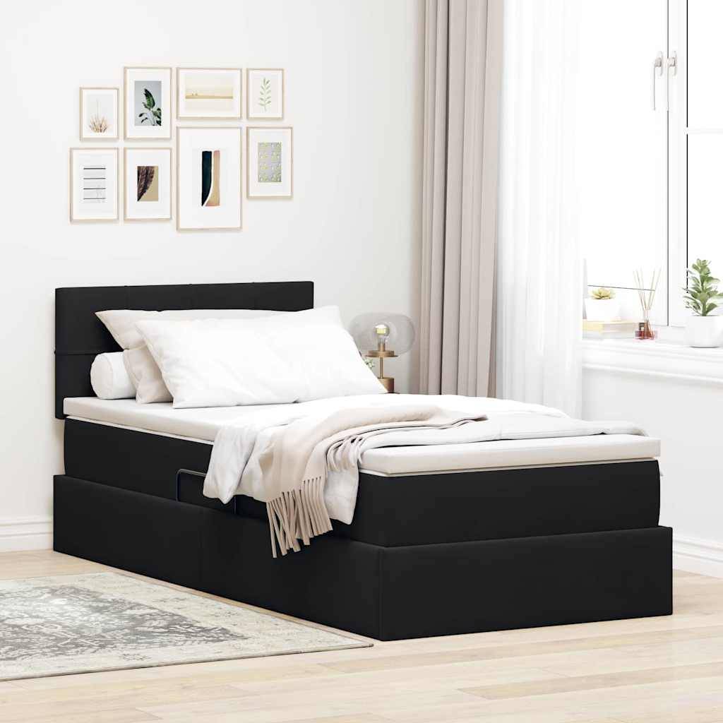 vidaXL LED-Speicherbett mit Matratze Schwarz 100 x 200 cm Samt