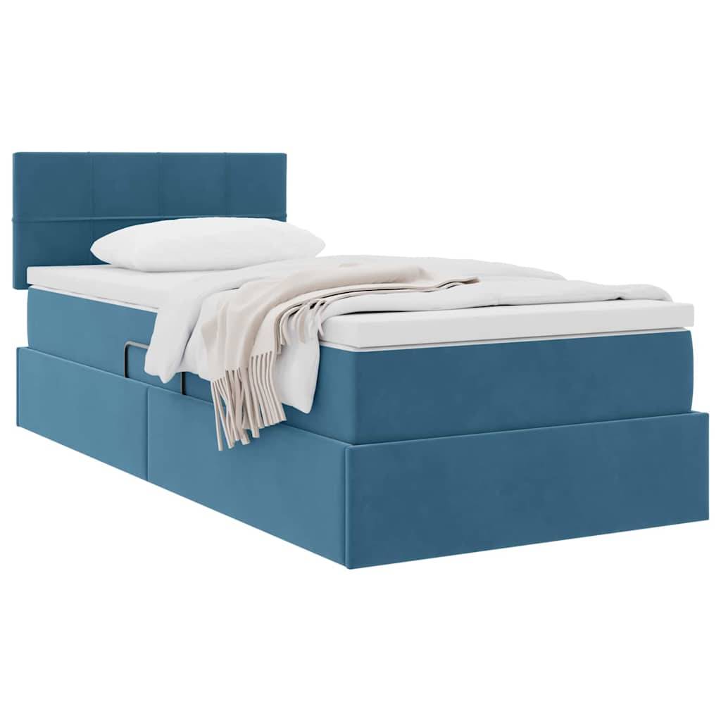 vidaXL Aufbewahrungsbett mit Matratze Dunkelblau 100 x 200 cm Samt