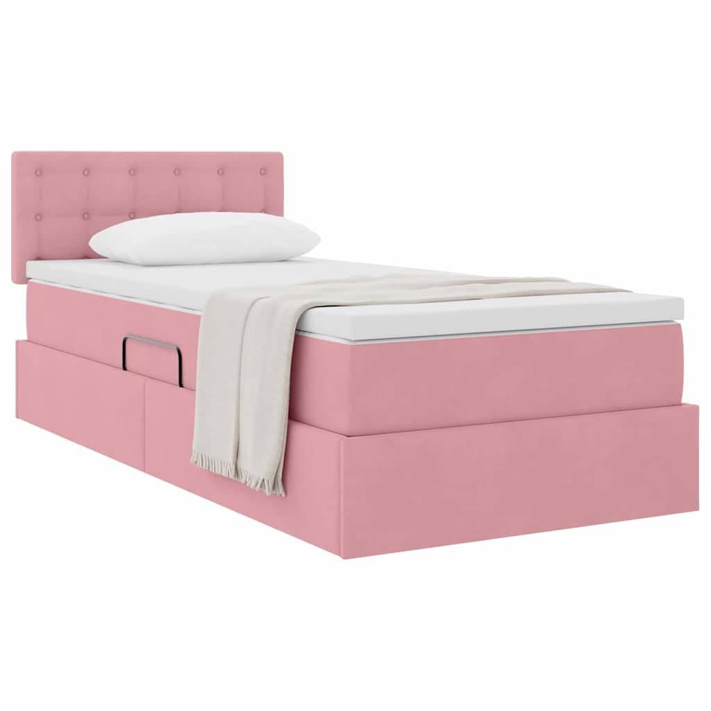 vidaXL Aufbewahrungsbett mit Matratze Rosa 100 x 200 cm Samt