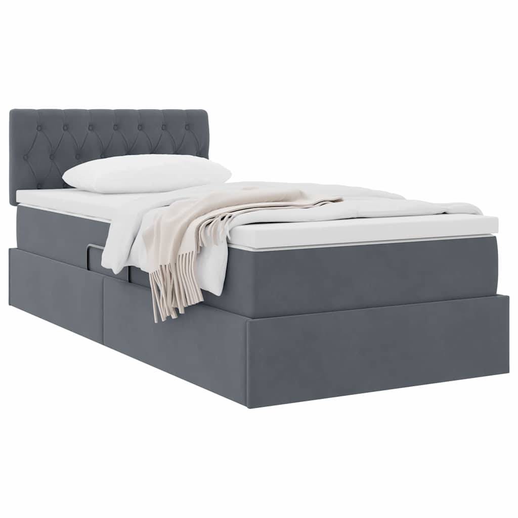 vidaXL Aufbewahrungsbett mit Matratze Dunkelgrau 90 x 190 cm Samt