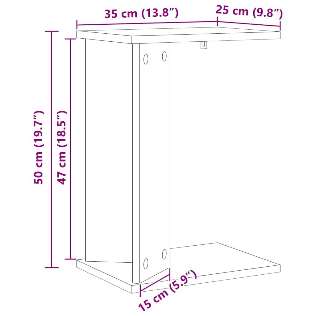 vidaXL Beistelltisch Schwarz Eichen-Optik 35 x 25 x 50 cm