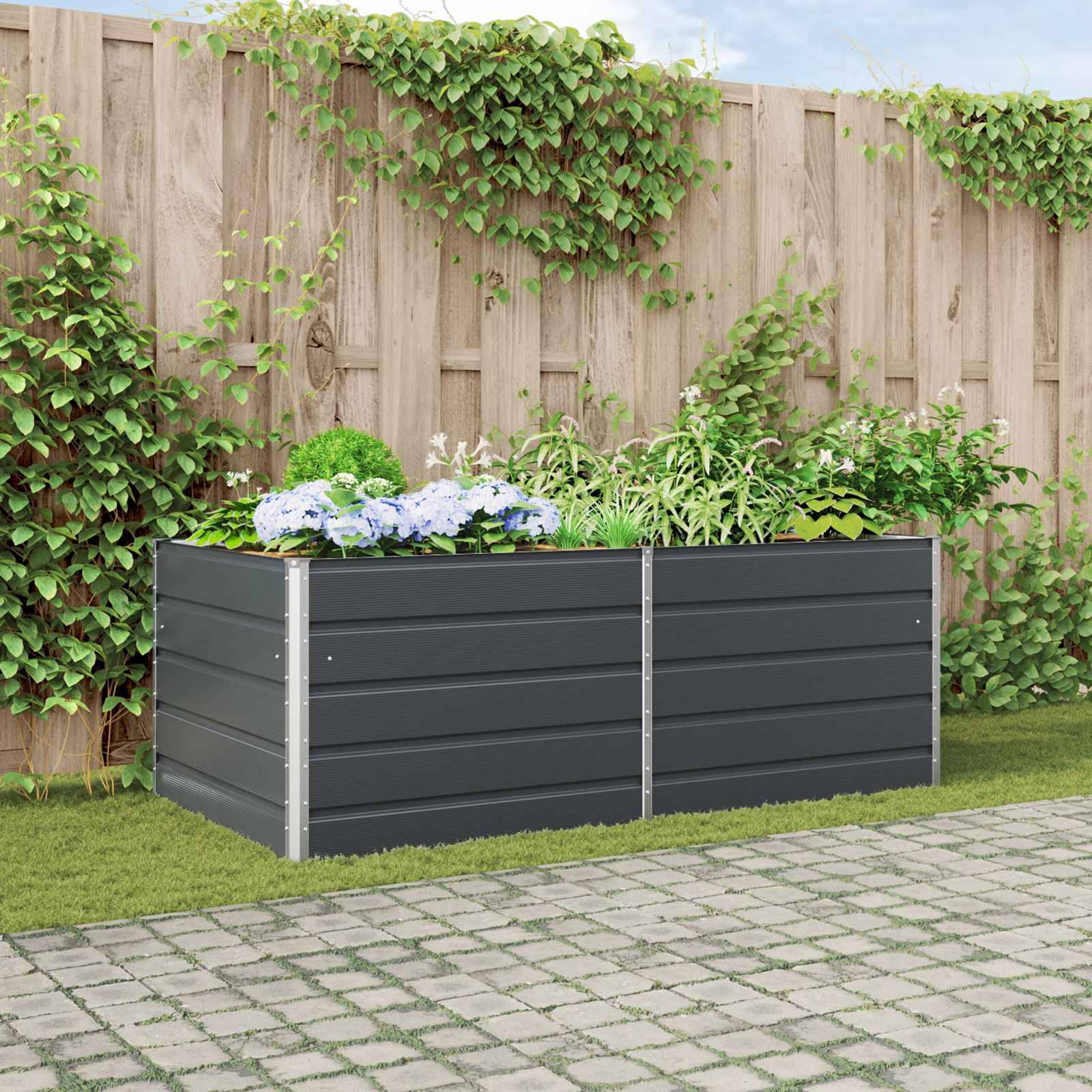 vidaXL Pflanzkübel Anthrazit 195 x 100 x 75 cm Verzinkter Stahl