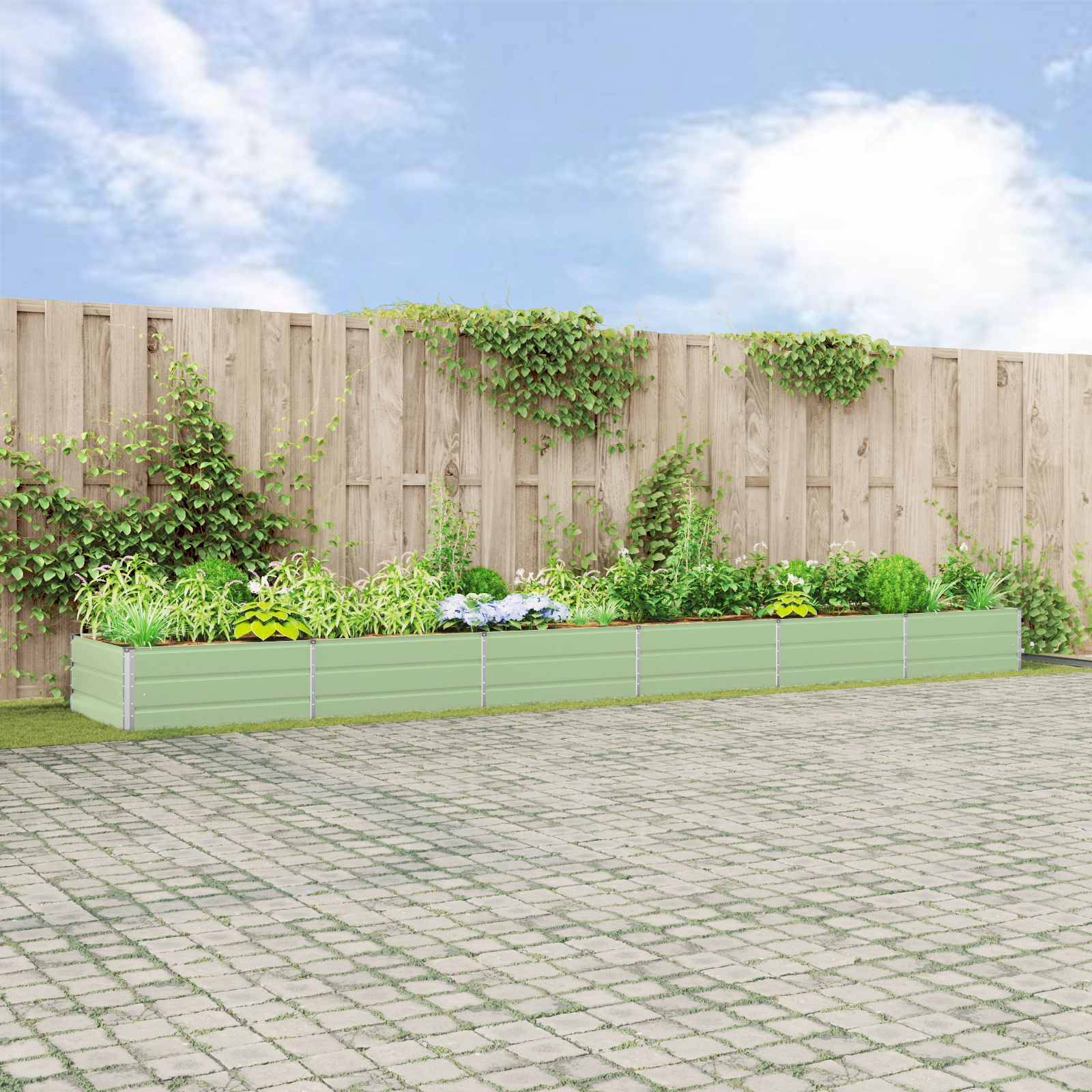 vidaXL Pflanzkübel Pastellgrün 580 x 100 x 45 cm Verzinkter Stahl