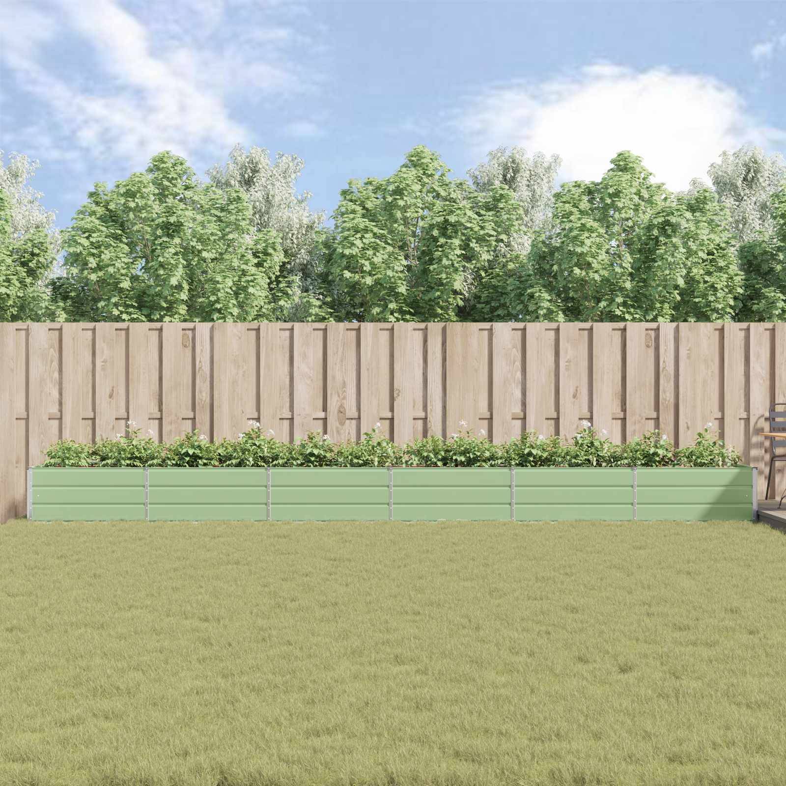 vidaXL Pflanzkübel Pastellgrün 580 x 100 x 45 cm Verzinkter Stahl