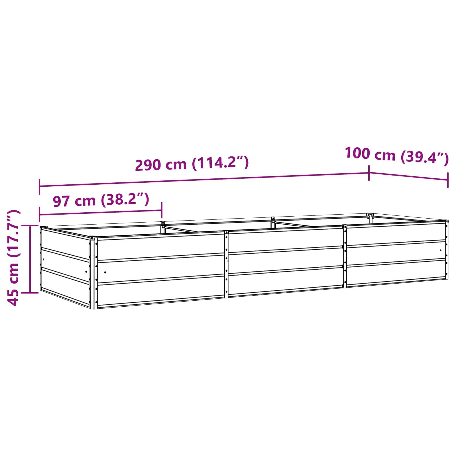 vidaXL Pflanzkübel Pastellgrün 290 x 100 x 45 cm Verzinkter Stahl