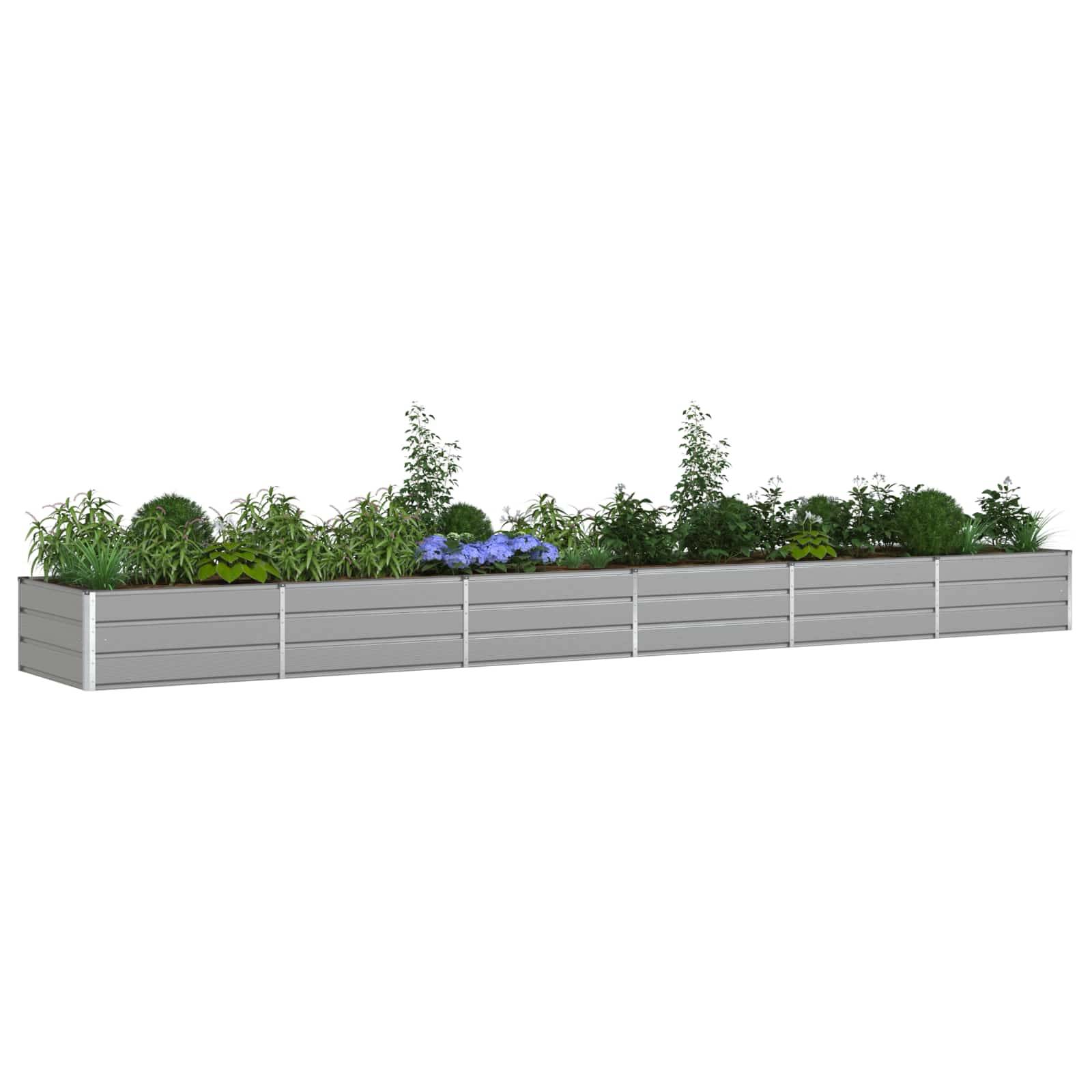vidaXL Pflanzkübel Hellgrau 580 x 100 x 45 cm Verzinkter Stahl