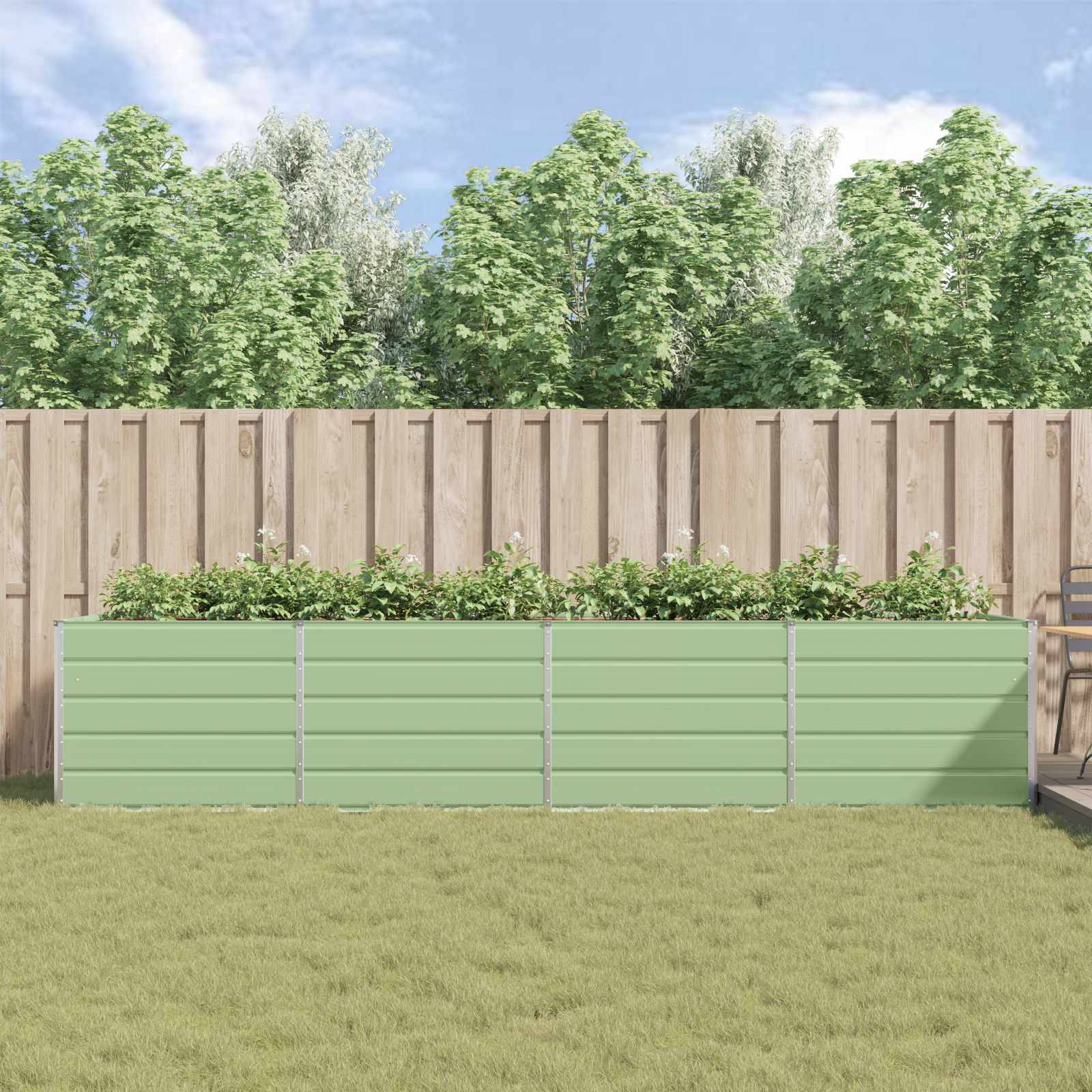 vidaXL Pflanzkübel Pastellgrün 385 x 100 x 75 cm Verzinkter Stahl