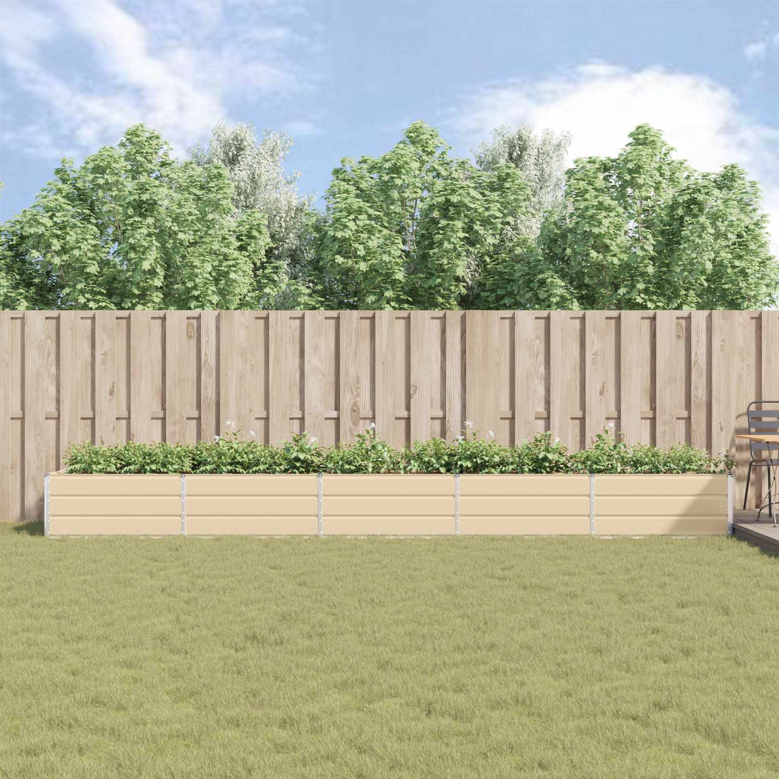 vidaXL Pflanzkübel Elfenbein 480 x 100 x 45 cm Verzinkter Stahl