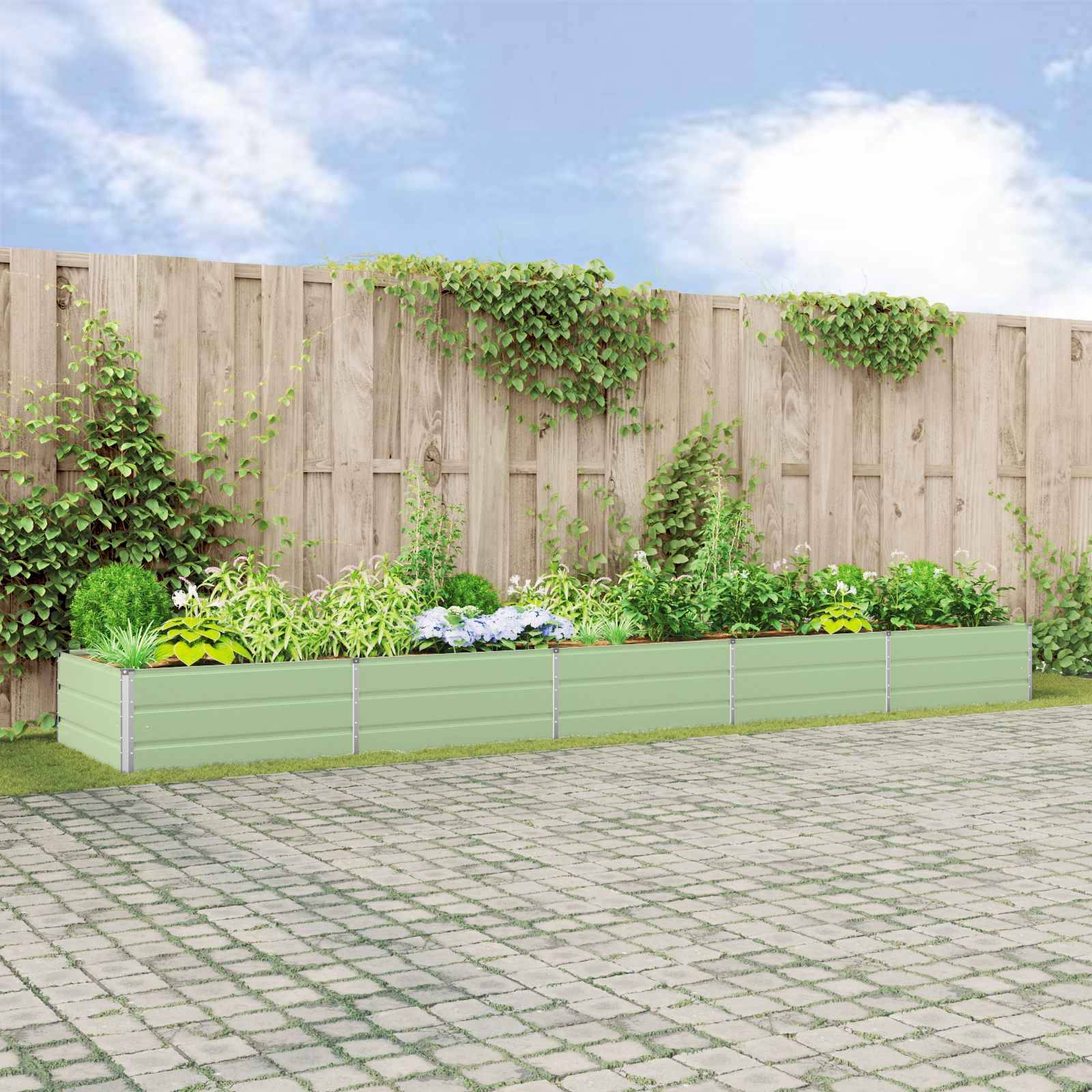 vidaXL Pflanzkübel Pastellgrün 480 x 100 x 45 cm Verzinkter Stahl