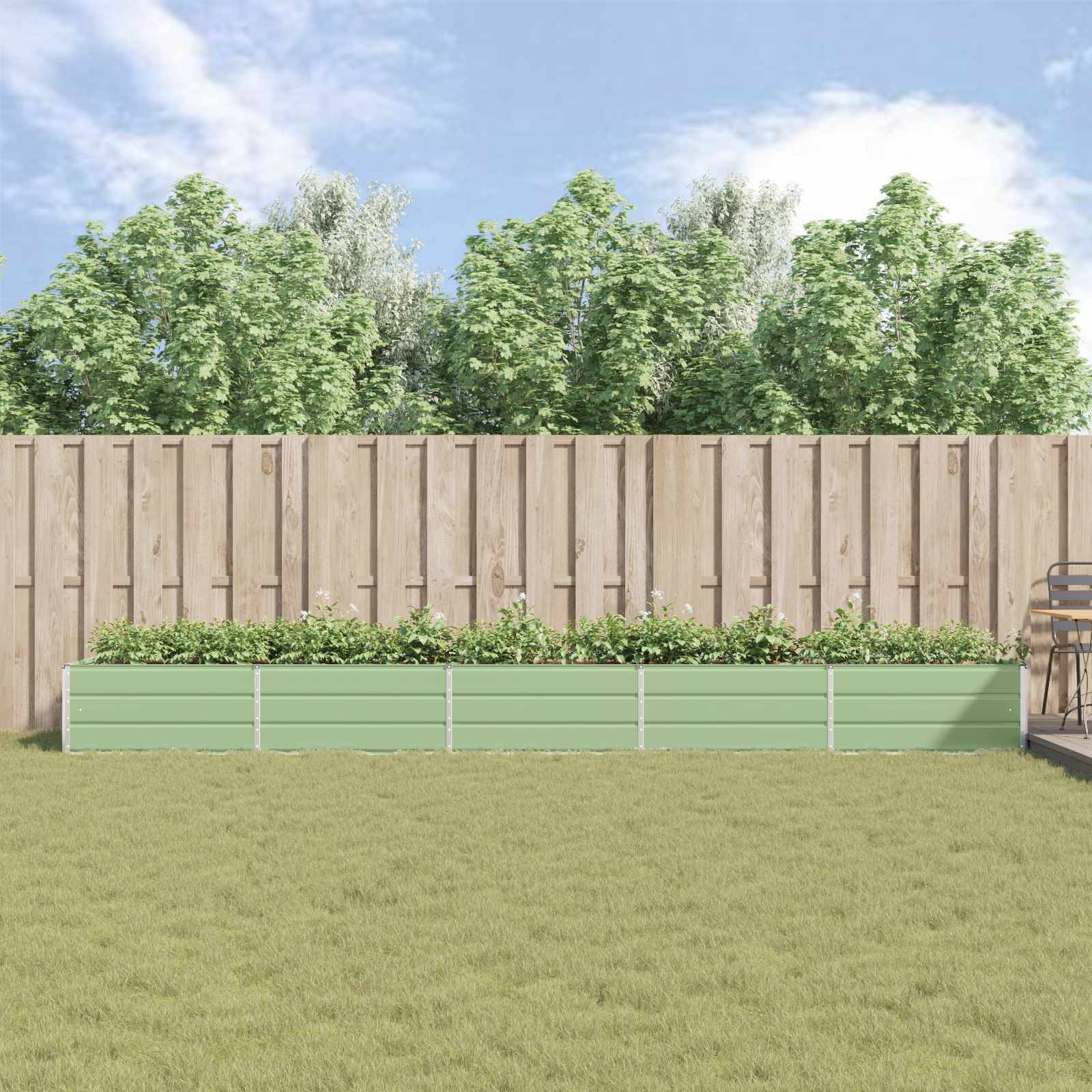 vidaXL Pflanzkübel Pastellgrün 480 x 100 x 45 cm Verzinkter Stahl