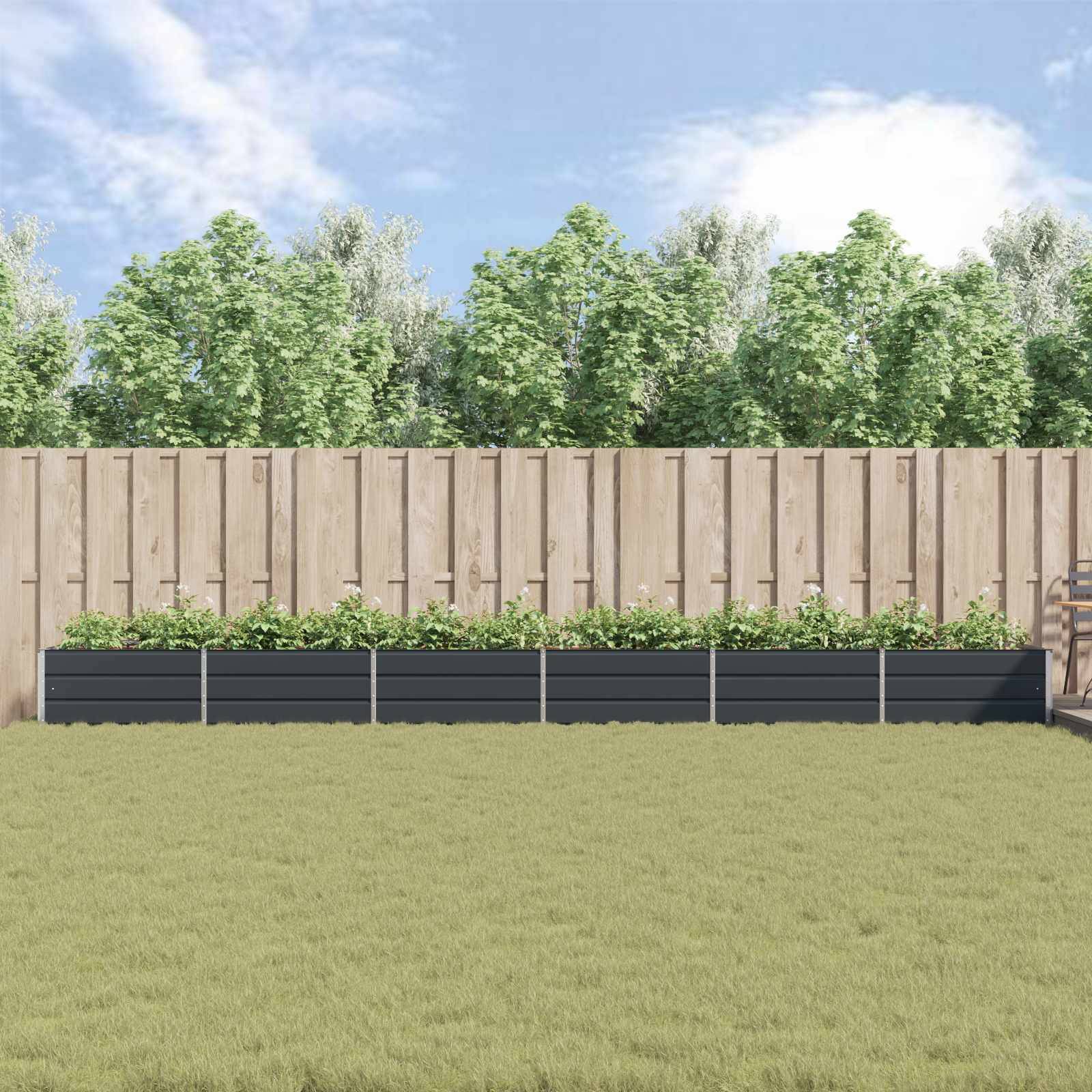 vidaXL Pflanzkübel Anthrazit 580 x 100 x 45 cm Verzinkter Stahl