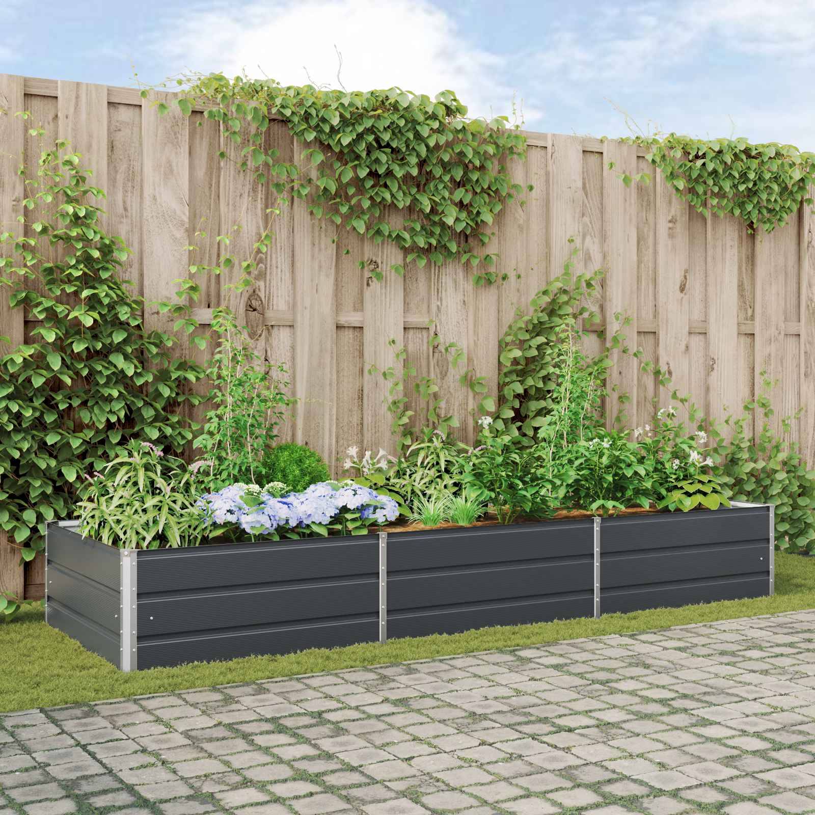 vidaXL Pflanzkübel Anthrazit 290 x 100 x 45 cm Verzinkter Stahl