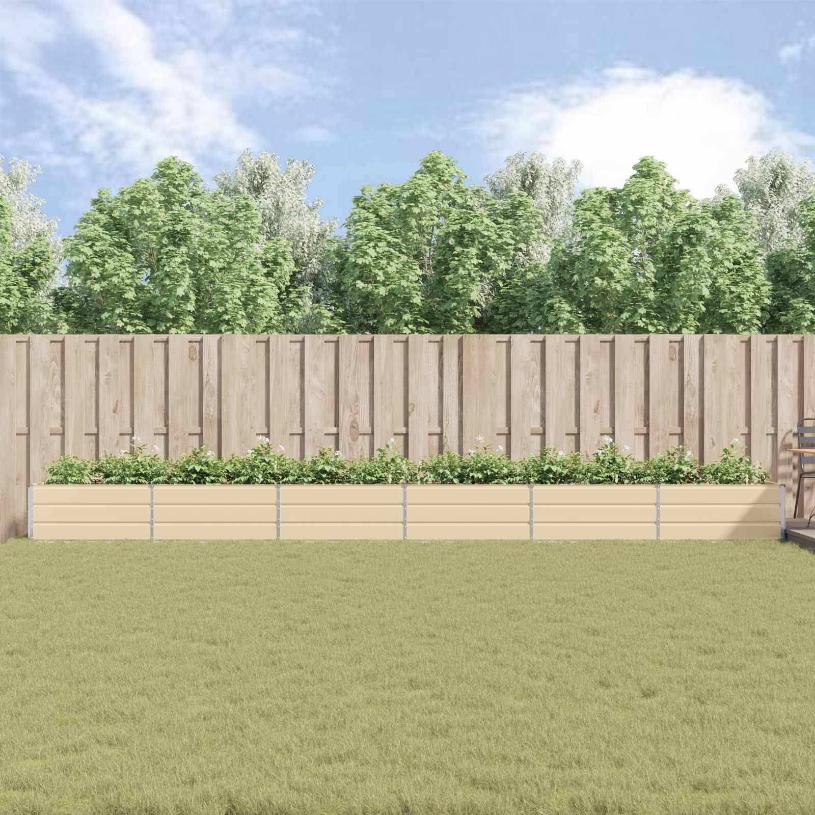 vidaXL Pflanzkübel Elfenbein 580 x 100 x 45 cm Verzinkter Stahl