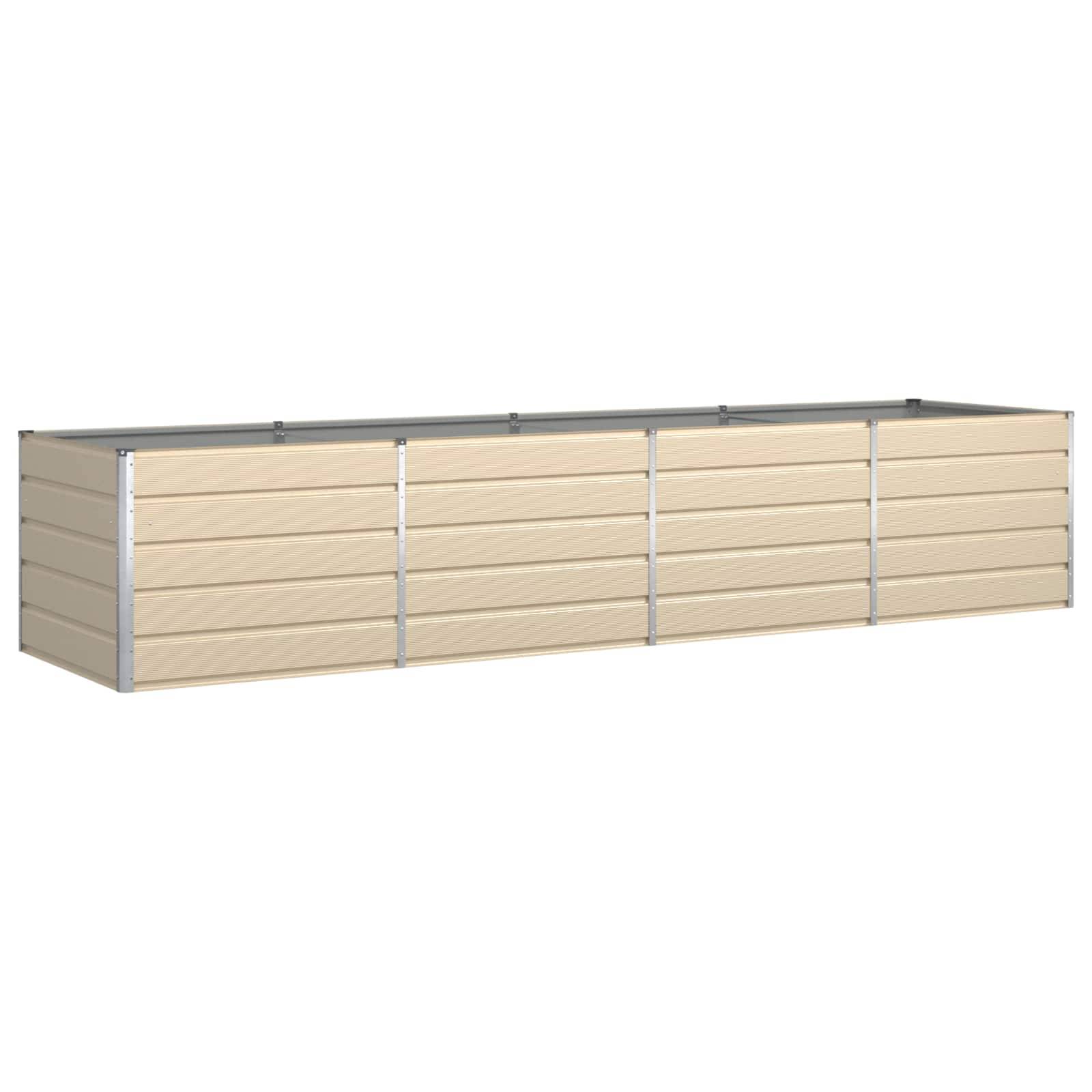 vidaXL Pflanzkübel Elfenbein 385 x 100 x 75 cm Verzinkter Stahl